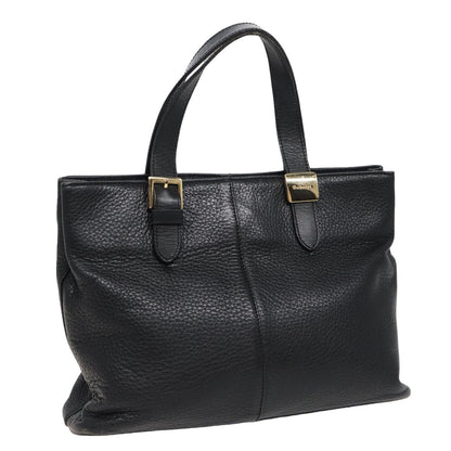 Luxury BurberrySs Hand Bag Leather Black Auth bs15308
