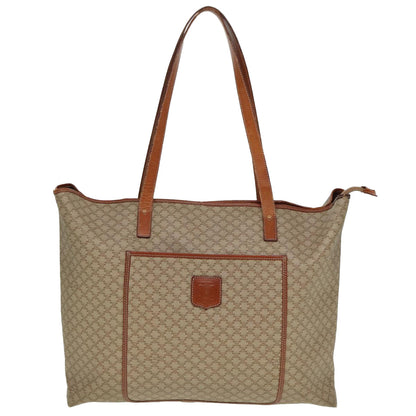 Luxury CELINE Macadam Canvas Tote Bag Leather Beige Brown  15313