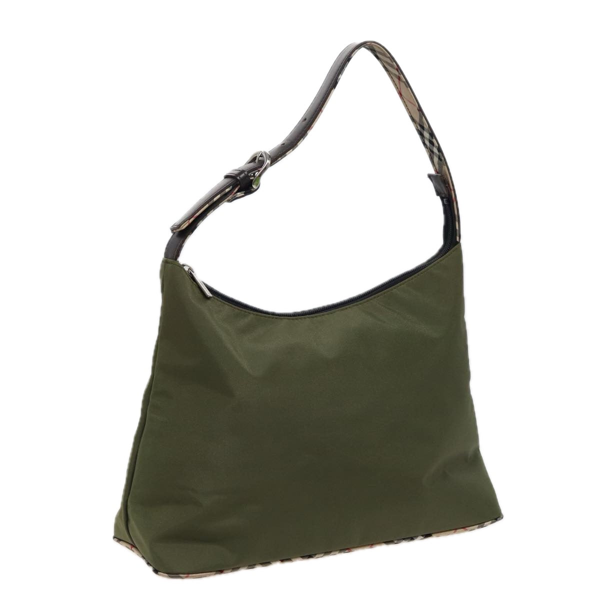 Luxury BurberrySs Blue Label Shoulder Bag Nylon Khaki Auth bs15353
