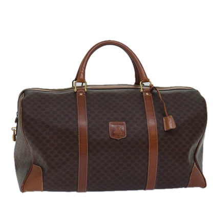 Luxury CELINE Macadam Canvas Boston Bag PVC Leather Brown  15395