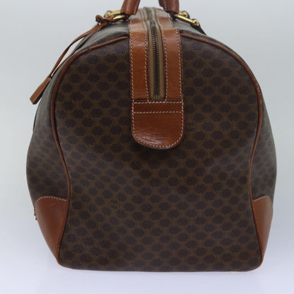 Luxury CELINE Macadam Canvas Boston Bag PVC Leather Brown  15395