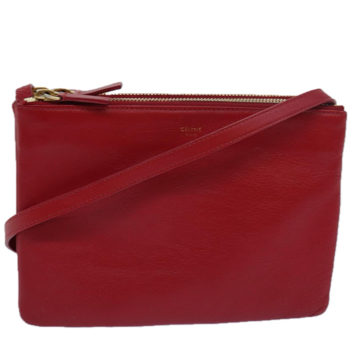 Luxury CELINE Trio Small Shoulder Bag Leather Red  15431