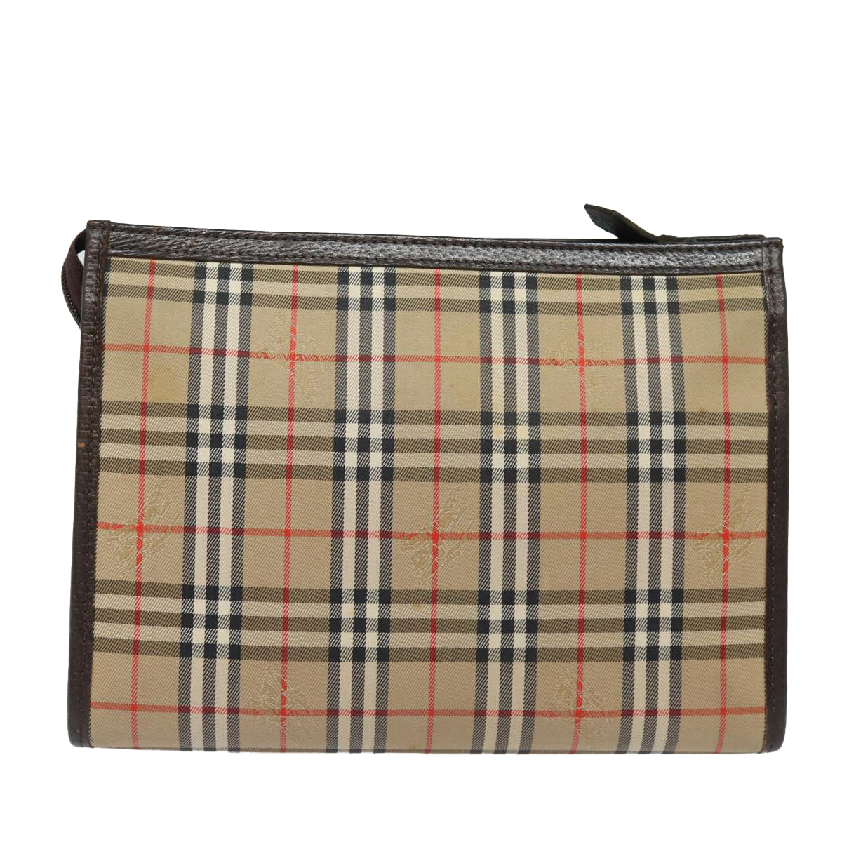 Luxury BurberrySs Nova Check Clutch Bag Canvas Beige Auth bs15450