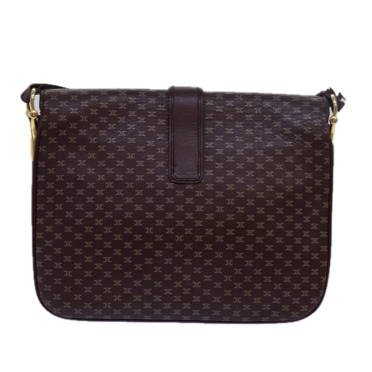 Luxury CELINE Macadam Canvas Shoulder Bag Leather Red  15455