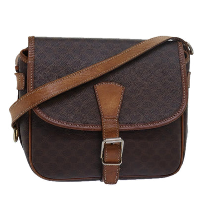 Luxury CELINE Macadam Canvas Shoulder Bag PVC Leather Brown  15468