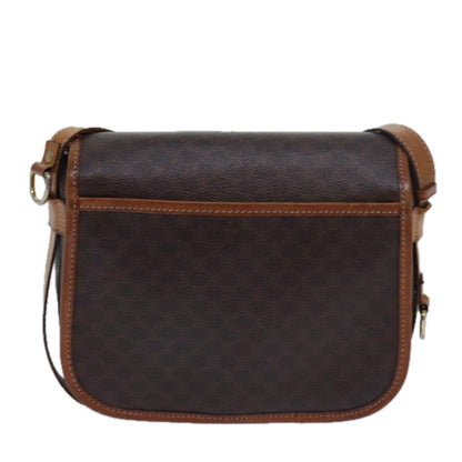 Luxury CELINE Macadam Canvas Shoulder Bag PVC Leather Brown  15468
