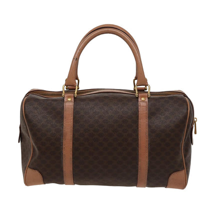 Luxury CELINE Macadam Canvas Boston Bag PVC Leather Brown  15490