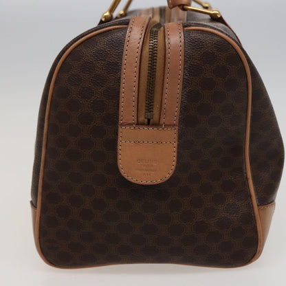 Luxury CELINE Macadam Canvas Boston Bag PVC Leather Brown  15490