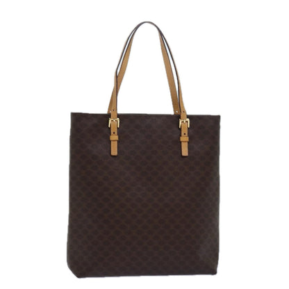 Luxury CELINE Macadam Canvas Hand Bag PVC Leather Brown  15492