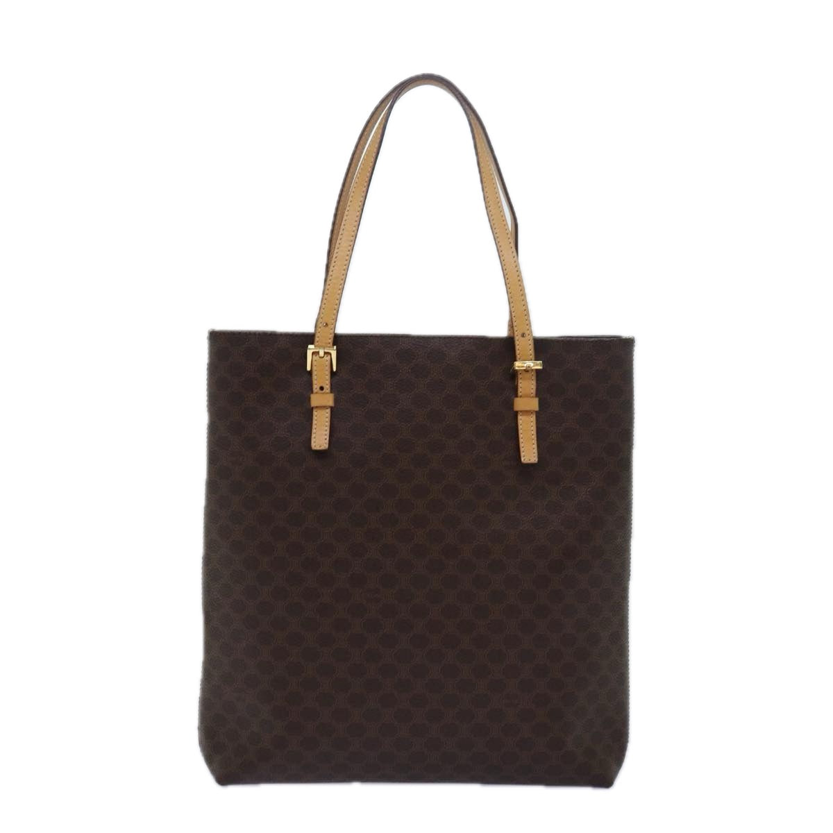 Luxury CELINE Macadam Canvas Hand Bag PVC Leather Brown  15492