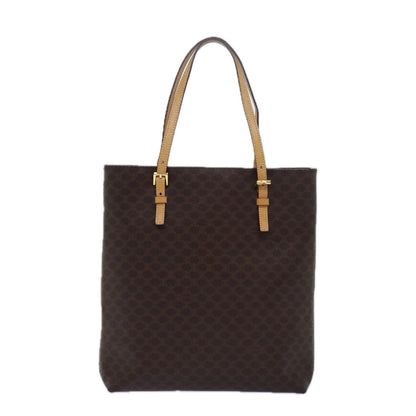 Luxury CELINE Macadam Canvas Hand Bag PVC Leather Brown  15492
