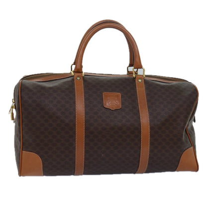 Luxury CELINE Macadam Canvas Boston Bag PVC Leather Brown  15495