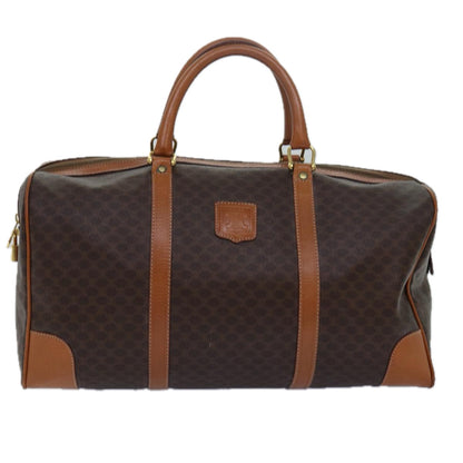 Luxury CELINE Macadam Canvas Boston Bag PVC Leather Brown  15495