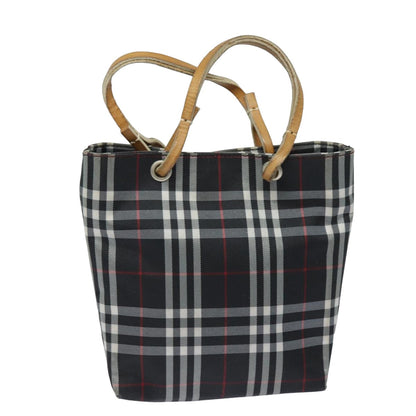 Luxury Burberry Nova Check Hand Bag Nylon Black Auth bs15673