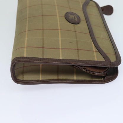 Luxury BurberrySs Nova Check Clutch Bag Canvas Beige Auth bs15676