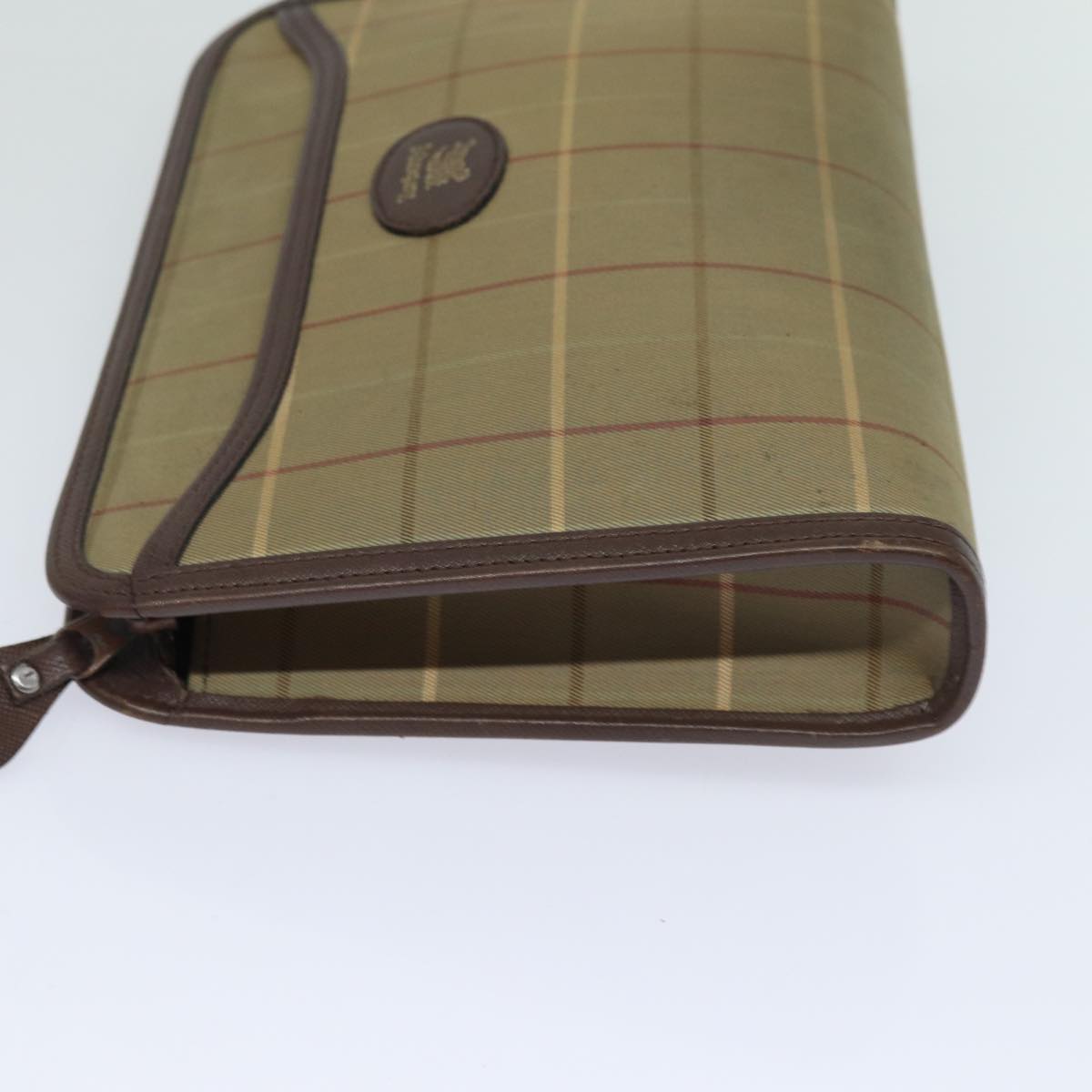 Luxury BurberrySs Nova Check Clutch Bag Canvas Beige Auth bs15676