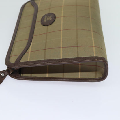 Luxury BurberrySs Nova Check Clutch Bag Canvas Beige Auth bs15676