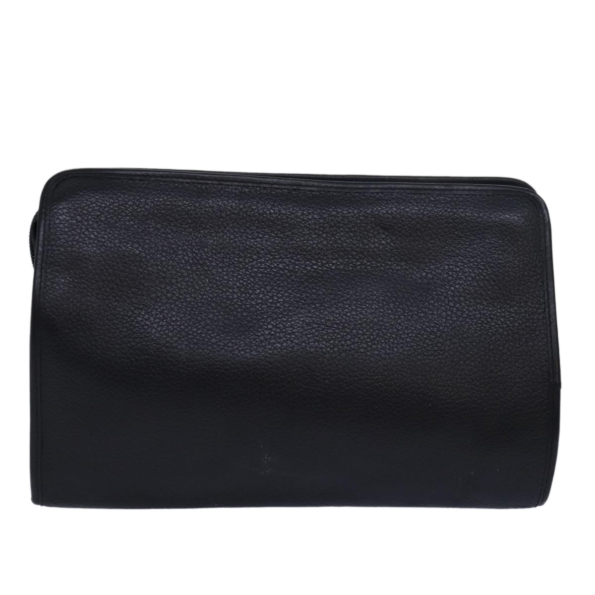 Luxury BurberrySs Clutch Bag Leather Black Auth bs15681