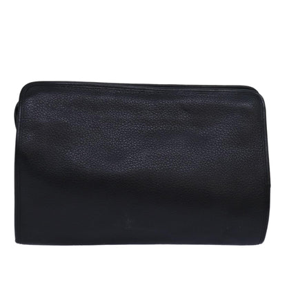 Luxury BurberrySs Clutch Bag Leather Black Auth bs15681