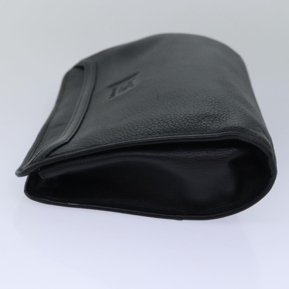 Luxury BurberrySs Clutch Bag Leather Black Auth bs15681