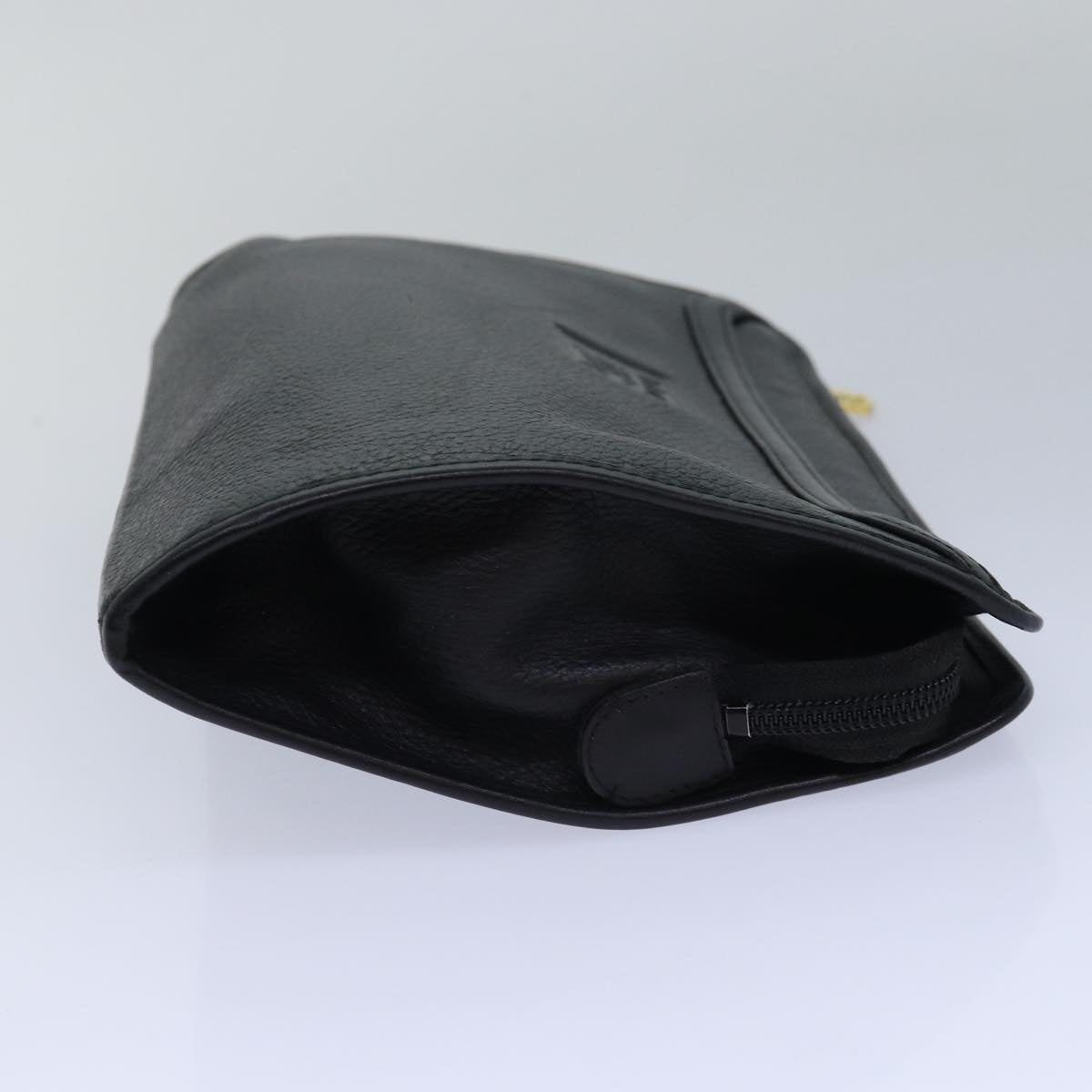 Luxury BurberrySs Clutch Bag Leather Black Auth bs15681