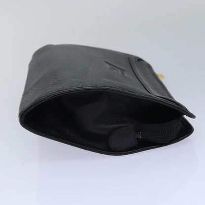 Luxury BurberrySs Clutch Bag Leather Black Auth bs15681