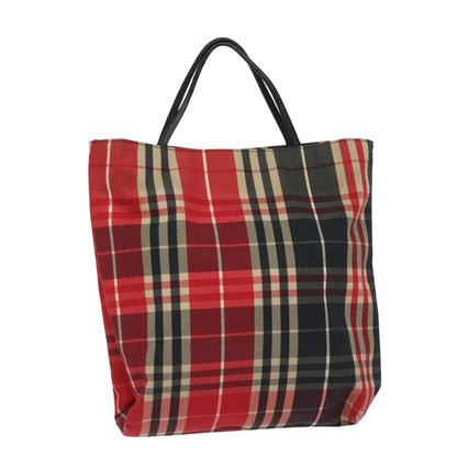 Luxury Burberry Nova Check Hand Bag Canvas Red Black Auth bs15729