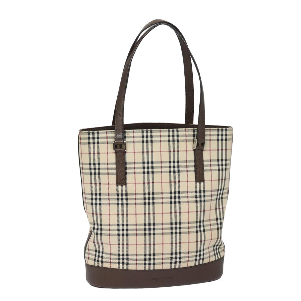 Luxury Burberry Nova Check Tote Bag Canvas Beige Auth bs15736