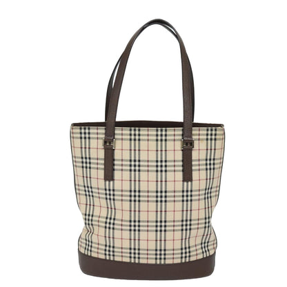 Luxury Burberry Nova Check Tote Bag Canvas Beige Auth bs15736