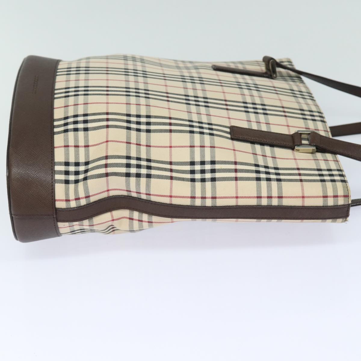 Luxury Burberry Nova Check Tote Bag Canvas Beige Auth bs15736
