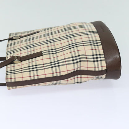 Luxury Burberry Nova Check Tote Bag Canvas Beige Auth bs15736