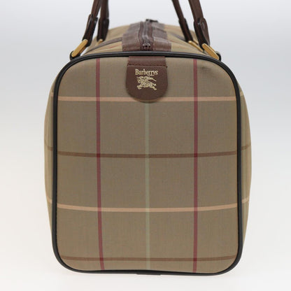 Luxury BurberrySs Nova Check Boston Bag Canvas Beige Auth bs15740