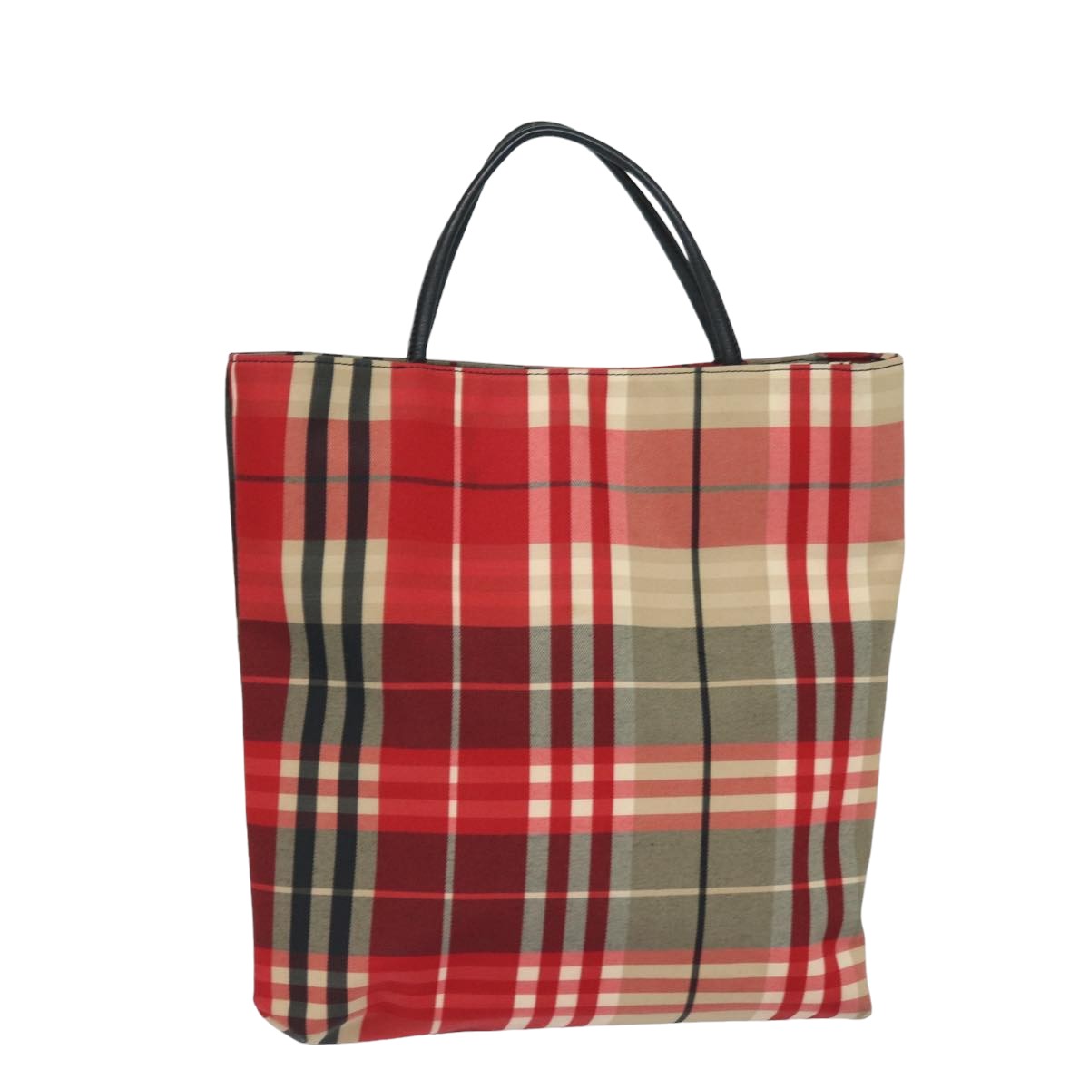 Luxury Burberry Nova Check Hand Bag Canvas Red Auth bs15741