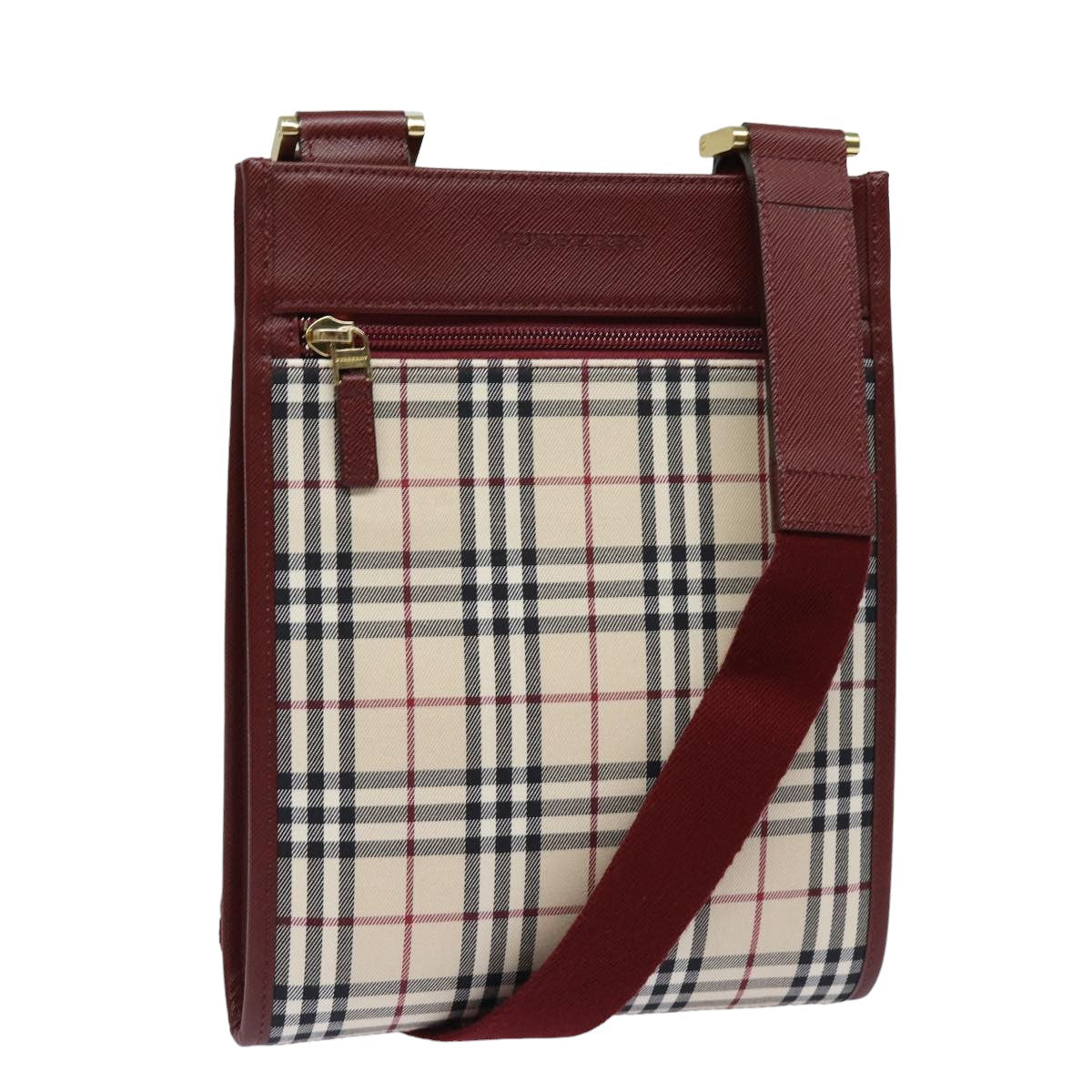 Luxury Burberry Nova Check Shoulder Bag Canvas Beige Auth bs15797