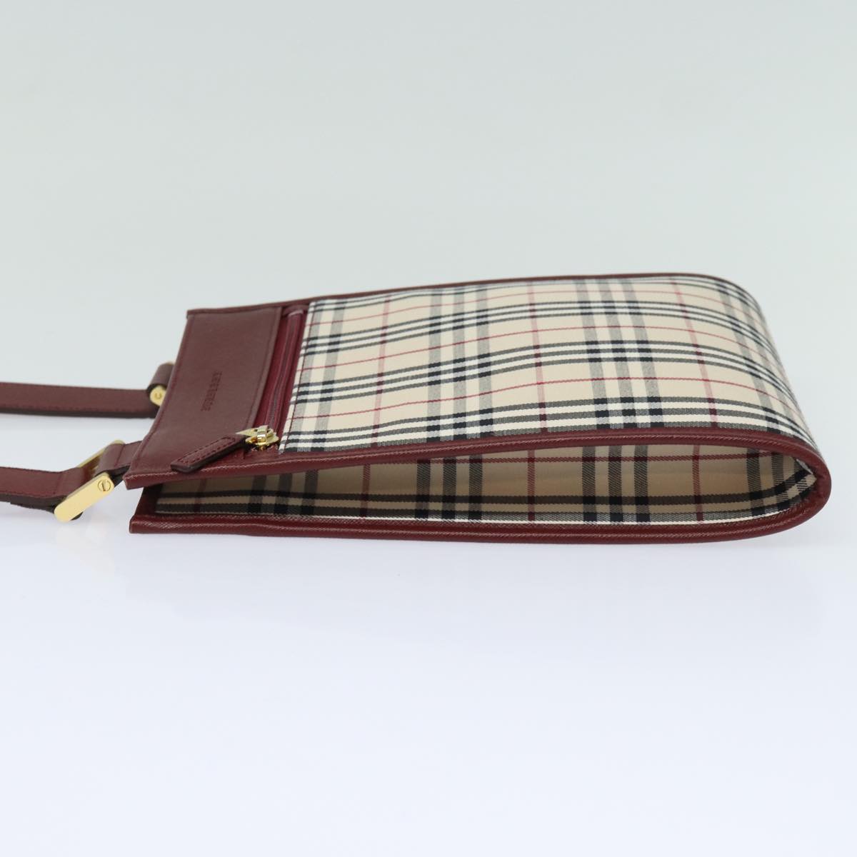 Luxury Burberry Nova Check Shoulder Bag Canvas Beige Auth bs15797