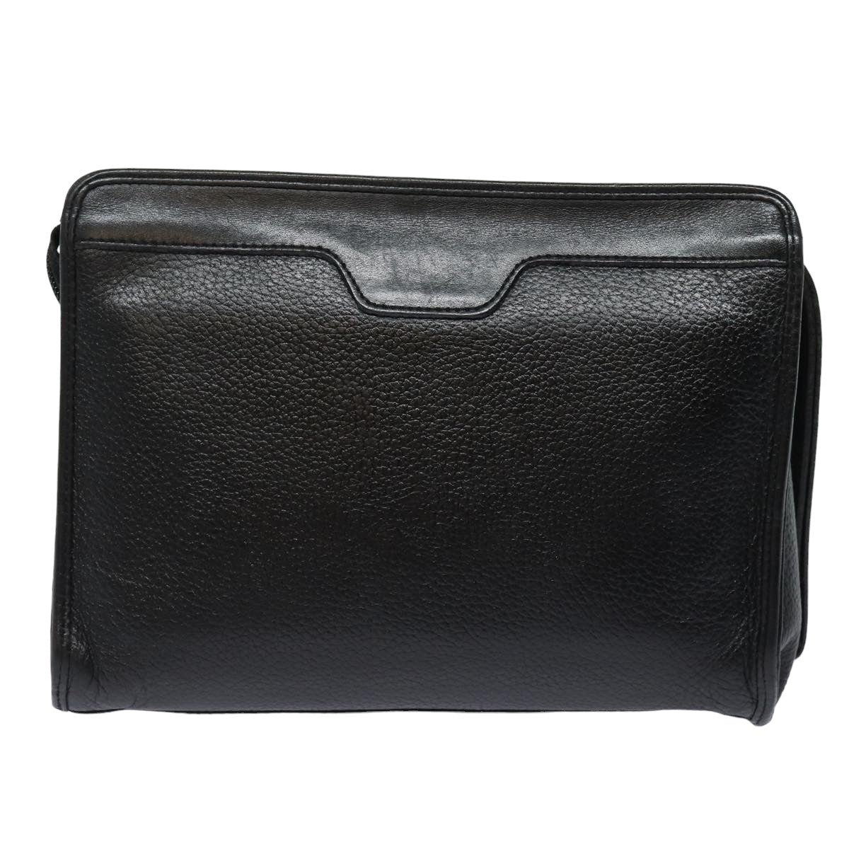 Luxury BurberrySs Clutch Bag Leather Black Auth bs15805