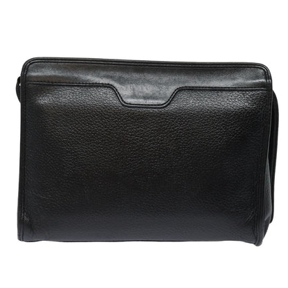 Luxury BurberrySs Clutch Bag Leather Black Auth bs15805