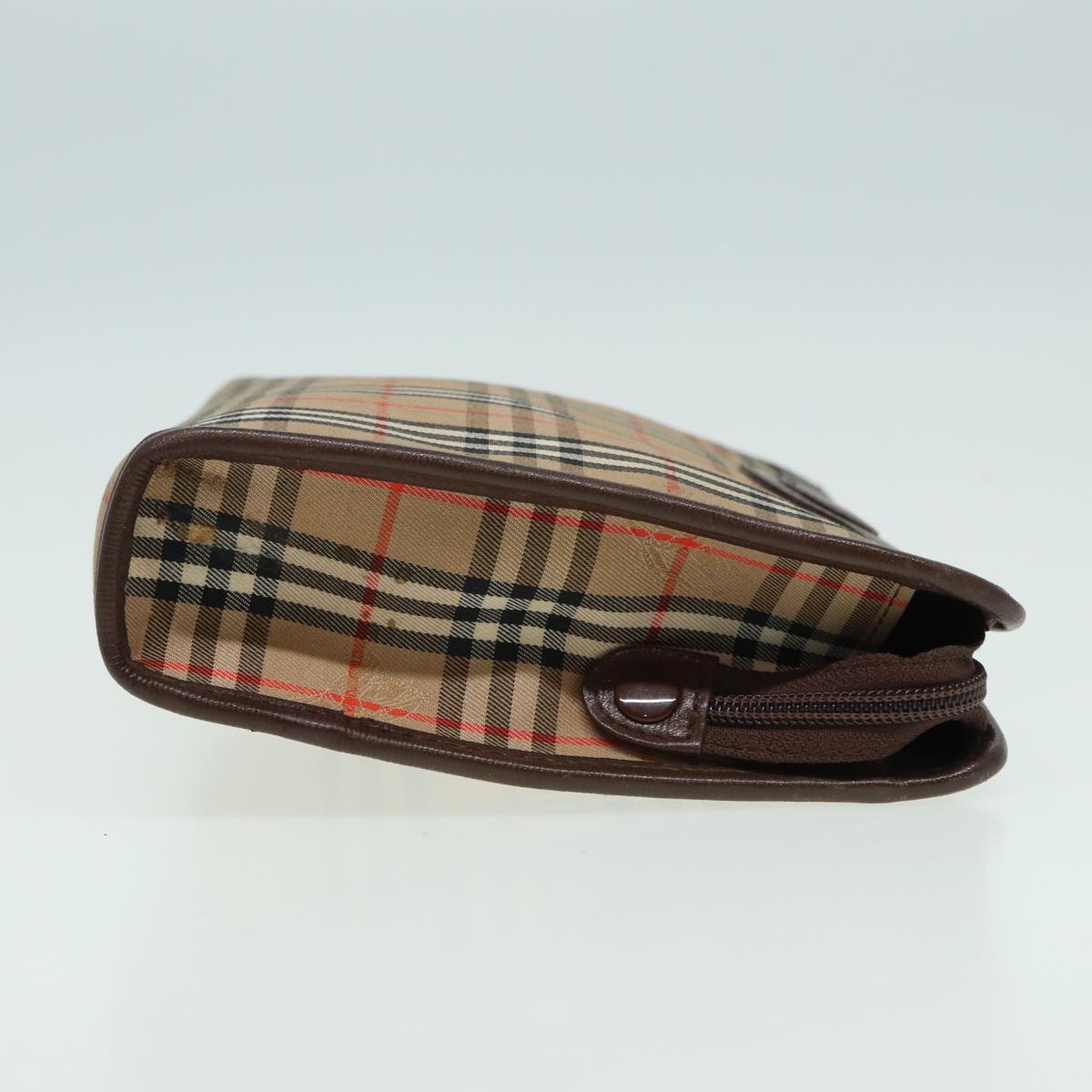 Luxury BurberrySs Nova Check Clutch Bag Canvas Beige Auth bs15806