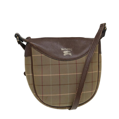 Luxury BurberrySs Nova Check Shoulder Bag Canvas Beige Brown Auth bs15807