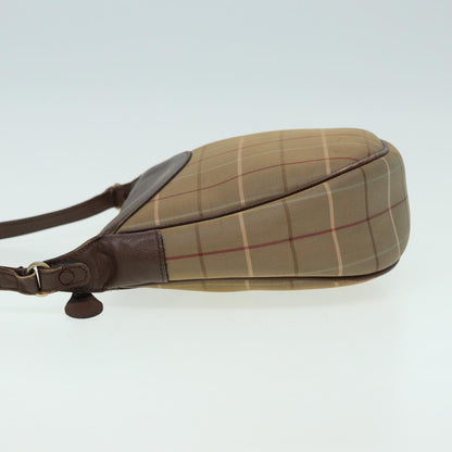 Luxury BurberrySs Nova Check Shoulder Bag Canvas Beige Brown Auth bs15807