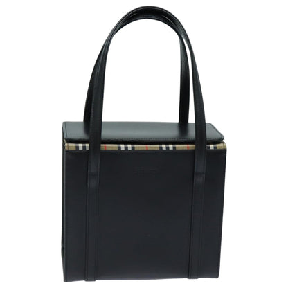 Luxury BurberrySs Hand Bag Leather Black Auth bs16011