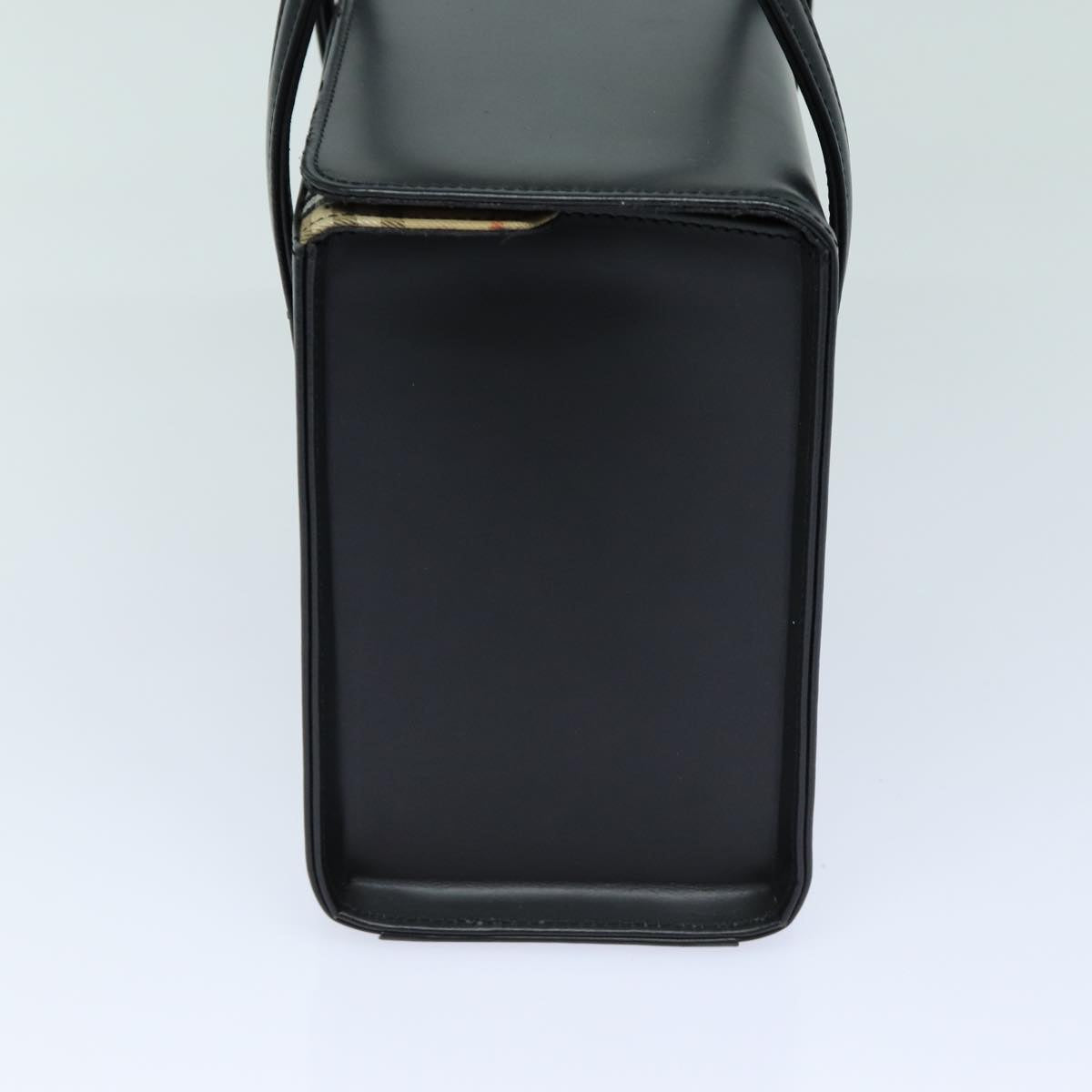 Luxury BurberrySs Hand Bag Leather Black Auth bs16011