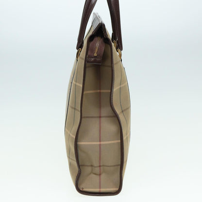 Luxury BurberrySs Nova Check Hand Bag Canvas Leather Beige Brown Auth bs16016