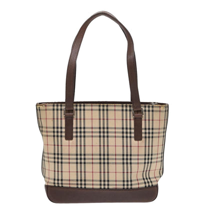 Luxury Burberry Nova Check Tote Bag Canvas Beige Brown Auth bs16017
