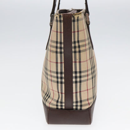 Luxury Burberry Nova Check Tote Bag Canvas Beige Brown Auth bs16017