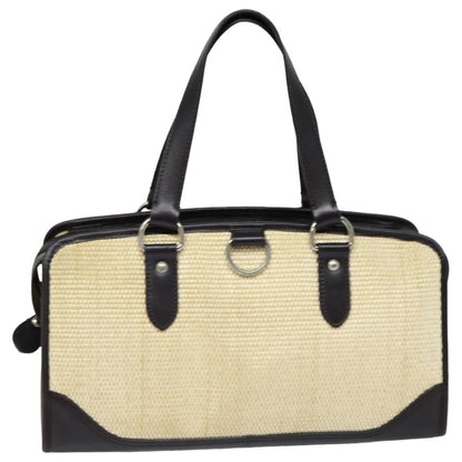 Luxury Burberry Tote Bag Straw Beige Auth bs16018