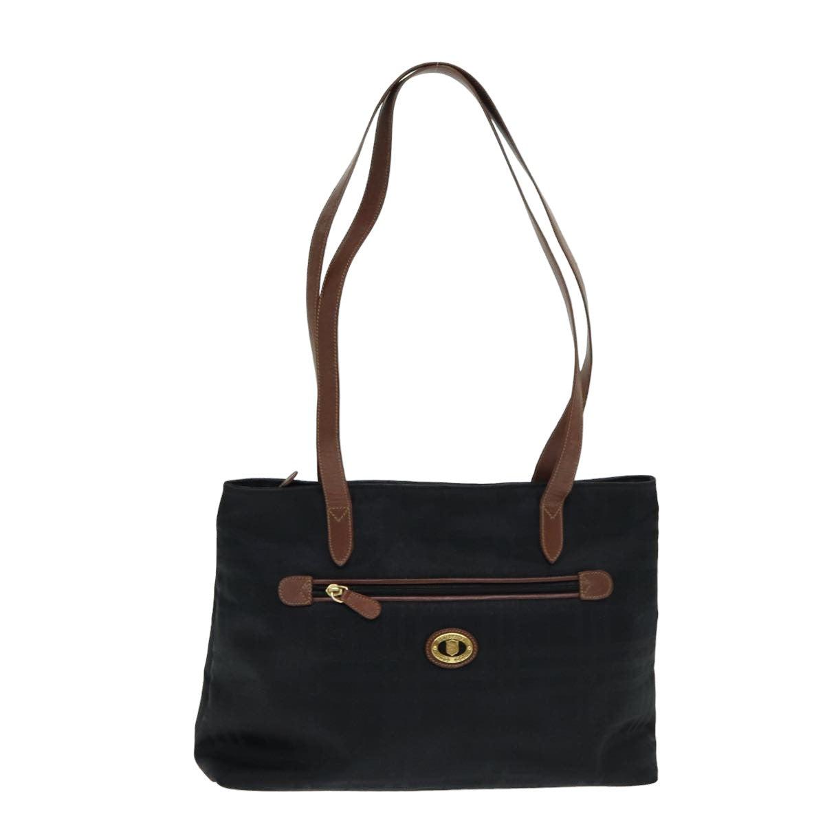 Luxury BurberrySs Nova Check Tote Bag Canvas Leather Black Auth bs16019