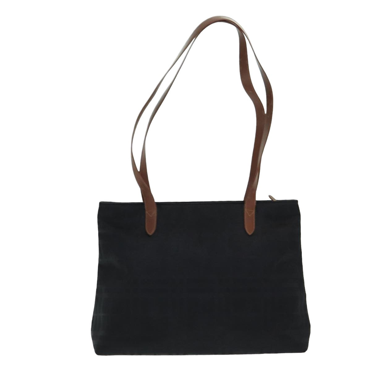 Luxury BurberrySs Nova Check Tote Bag Canvas Leather Black Auth bs16019