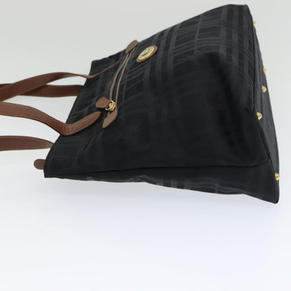 Luxury BurberrySs Nova Check Tote Bag Canvas Leather Black Auth bs16019