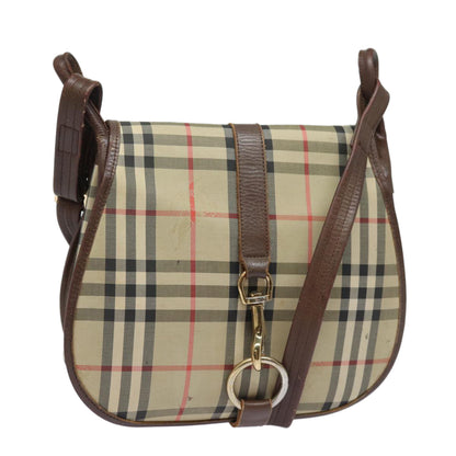 Luxury BurberrySs Nova Check Shoulder Bag Canvas Leather Beige Brown Auth bs16020